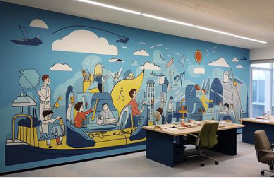 南部办公室墙绘的特点。